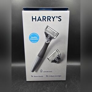 Brand New Harry's Charcoal Color Razor 1 Razor Handle, 2x 5-Blade Cartridges